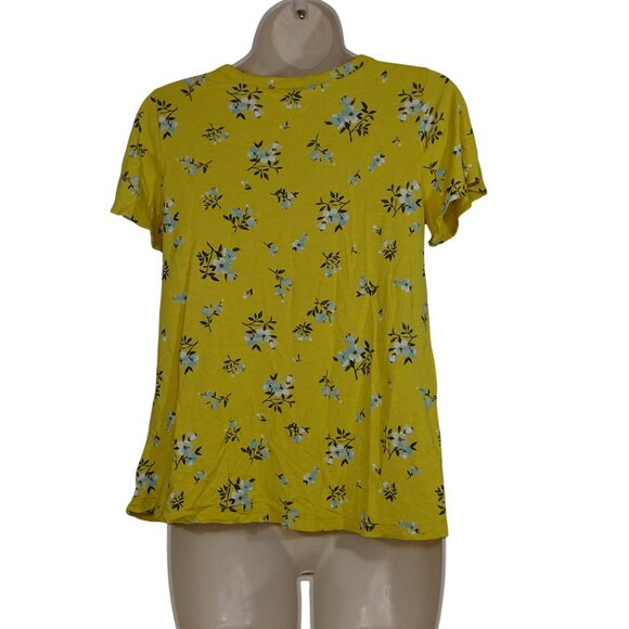 Old Navy Yellow Floral Button Up Short Sleeve Top Women Size XS Jersey Knit - Picture 3 of 8